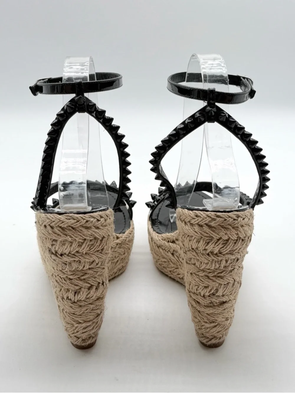 Christian Louboutin Mafaldina Zeppa Black Leather Espadrille Wedge EU 40 US 10